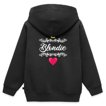 Blondie Brownie - Kinder Premium Organic Zip Hoodie - Schwarz - Hinten - AI Model Kid Male (0cm)