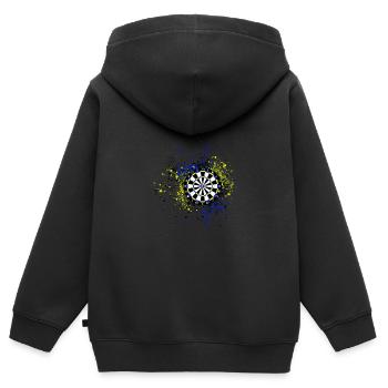 Dart,Graffiti,Painting,Dartboard,Painting - Kids Premium Organic Zip-up Hoodie - black - Back - AI Model Kid Male (0cm)