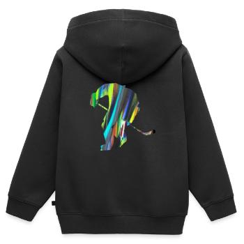 Eishockey, Hockey, Graffiti, bunt, stencil - Kinder Premium Organic Zip Hoodie - Schwarz - Hinten - AI Model Kid Male (0cm)