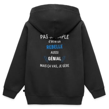 Großartiger Rebell - Kinder Premium Organic Zip Hoodie - Schwarz - Hinten - AI Model Kid Male (0cm)