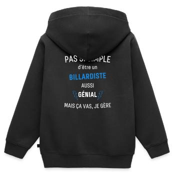 Großartiger Billardspieler - Kinder Premium Organic Zip Hoodie - Schwarz - Hinten - AI Model Kid Male (0cm)