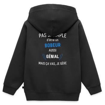 Toller Bobfahrer - Kinder Premium Organic Zip Hoodie - Schwarz - Hinten - AI Model Kid Male (0cm)