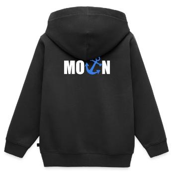 Moin mit Anker - Kinder Premium Organic Zip Hoodie - Schwarz - Hinten - AI Model Kid Male (0cm)