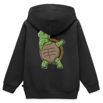 Dabbing Turtle - Kids Premium Organic Zip-up Hoodie - black - Back - AI Model Kid Male (0cm)
