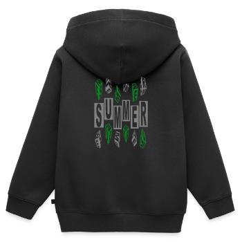 Summer dynamisch grün-grau - Kinder Premium Organic Zip Hoodie - Schwarz - Hinten - AI Model Kid Male (0cm)