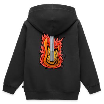 Coole brennende Gitarre - Kinder Premium Organic Zip Hoodie - Schwarz - Hinten - AI Model Kid Male (0cm)