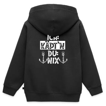 Kapitän - Kinder Premium Organic Zip Hoodie - Schwarz - Hinten - AI Model Kid Male (0cm)