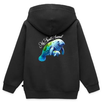 Seekuh mit Kalb mein Spirit Animal - Kinder Premium Organic Zip Hoodie - Schwarz - Hinten - AI Model Kid Male (0cm)