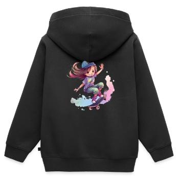 Skater Girl Skateboard Skateboarder Mädchen - Kinder Premium Organic Zip Hoodie - Schwarz - Hinten - AI Model Kid Male (0cm)