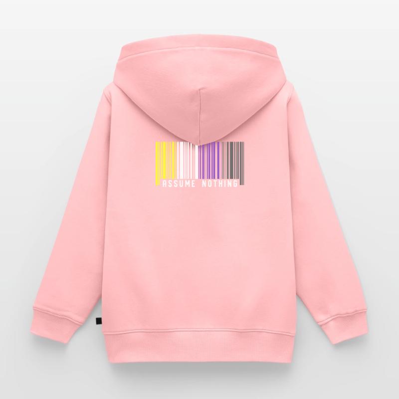 Nonbinary | Non-Binary Pride Barcode Flag Kids Premium Organic Zip-up Hoodie