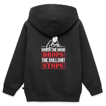 Funny Welder Wenn die Haube fällt, hört der BS auf - Kinder Premium Organic Zip Hoodie - Schwarz - Hinten - AI Model Kid Male (0cm)
