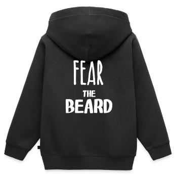 Peur de la barbe - Sweat Premium à capuche zippé enfant bio - noir - Dos - AI Model Kid Male (0cm)