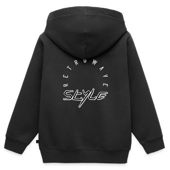 Style rétrowave - Sweat Premium à capuche zippé enfant bio - noir - Dos - AI Model Kid Male (0cm)