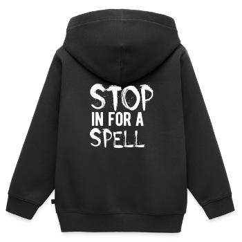 Stop in for a spell - Kids Premium Organic Zip-up Hoodie - black - Back - AI Model Kid Male (0cm)