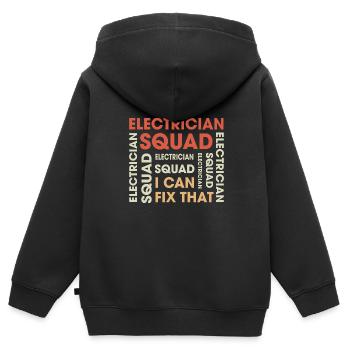 Electrician Squad drôle Craftsman Voltage - Sweat Premium à capuche zippé enfant bio - noir - Dos - AI Model Kid Male (0cm)