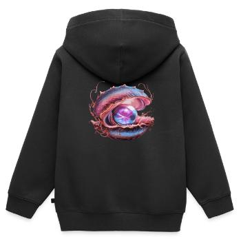 Perle für einen Strandmuschel Liebhaber - Kinder Premium Organic Zip Hoodie - Schwarz - Hinten - AI Model Kid Male (0cm)