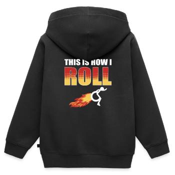 Rollstuhl - Kinder Premium Organic Zip Hoodie - Schwarz - Hinten - AI Model Kid Male (0cm)