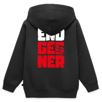 Endgegner - Kinder Premium Organic Zip Hoodie - Schwarz - Hinten - AI Model Kid Male (0cm)
