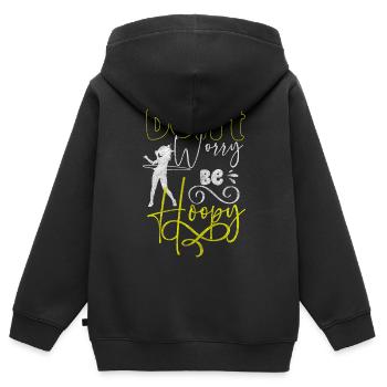 Hula Hooper Fitness Workout Reifen Sport - Kinder Premium Organic Zip Hoodie - Schwarz - Hinten - AI Model Kid Male (0cm)