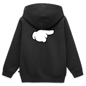 Comic Hand Pointing (Right) - Kinder Premium Organic Zip Hoodie - Schwarz - Hinten - AI Model Kid Male (0cm)