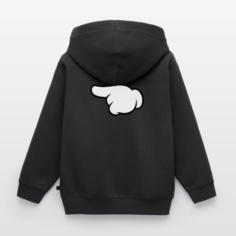 Comic Hand Pointing (Left) Kinder Premium Organic Zip Hoodie