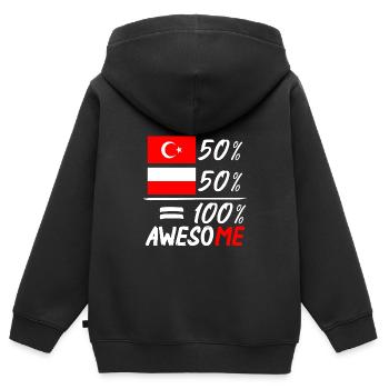 50% Polnisch 50% Türkisch - Kinder Premium Organic Zip Hoodie - Schwarz - Hinten - AI Model Kid Male (0cm)