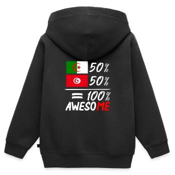 50% Algerier 50% Tunesier - Kinder Premium Organic Zip Hoodie - Schwarz - Hinten - AI Model Kid Male (0cm)