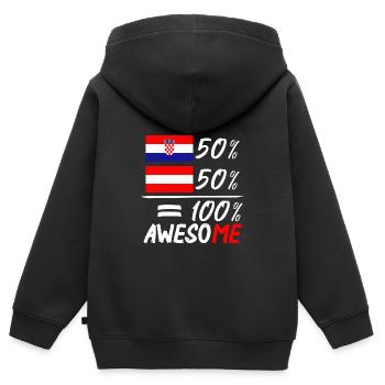 50% Kroatisch 50% Österreich - Kinder Premium Organic Zip Hoodie - Schwarz - Hinten - AI Model Kid Male (0cm)