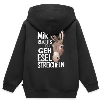 Esel Eselchen Maultier Muli - Kinder Premium Organic Zip Hoodie - Schwarz - Hinten - AI Model Kid Male (0cm)