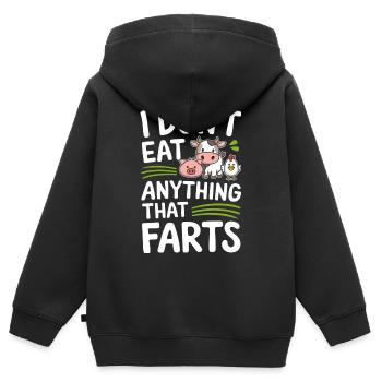 Végétarien Végétalien Végétarien Végétarien - Sweat Premium à capuche zippé enfant bio - noir - Dos - AI Model Kid Male (0cm)