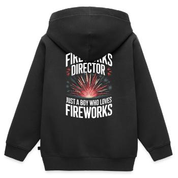 Pyrotechnie Feux d’artifice Pyrotechnie - Sweat Premium à capuche zippé enfant bio - noir - Dos - AI Model Kid Male (0cm)