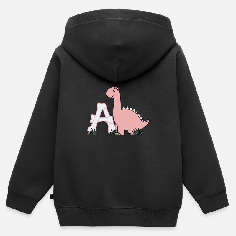 Lettera A - Felpa Premium con cappuccio con zip bambino bio - nero