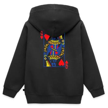 Spielkarte Herz Dame - Kinder Premium Organic Zip Hoodie - Schwarz - Hinten - AI Model Kid Male (0cm)