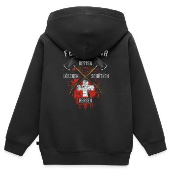Retten Löschen Bergen Schützen - Kinder Premium Organic Zip Hoodie - Schwarz - Hinten - AI Model Kid Male (0cm)