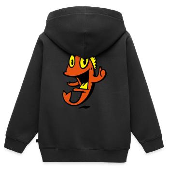 Marine lächelnder Fisch - Kinder Premium Organic Zip Hoodie - Schwarz - Hinten - AI Model Kid Male (0cm)
