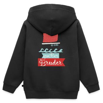 großer Bruder Schiff - Kinder Premium Organic Zip Hoodie - Schwarz - Hinten - AI Model Kid Male (0cm)