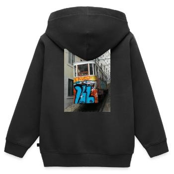 Streetart Bahn - Kinder Premium Organic Zip Hoodie - Schwarz - Hinten - AI Model Kid Male (0cm)