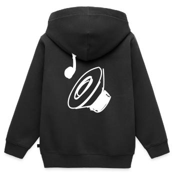 Lautsprecher - Kinder Premium Organic Zip Hoodie - Schwarz - Hinten - AI Model Kid Male (0cm)