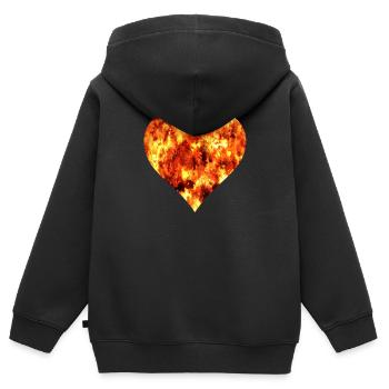 herz aus feuer - Kinder Premium Organic Zip Hoodie - Schwarz - Hinten - AI Model Kid Male (0cm)