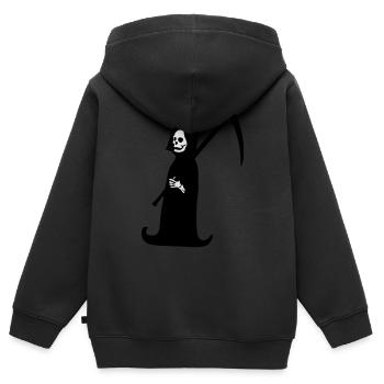 Sensenmann grim reaper dead dark symbol skull - Kinder Premium Organic Zip Hoodie - Schwarz - Hinten - AI Model Kid Male (0cm)