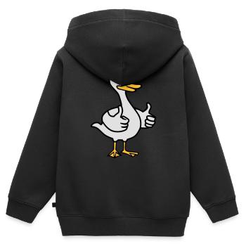 Gans - Kinder Premium Organic Zip Hoodie - Schwarz - Hinten - AI Model Kid Male (0cm)