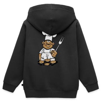 barbecue cuire cuisine barbecue - Sweat Premium à capuche zippé enfant bio - noir - Dos - AI Model Kid Male (0cm)