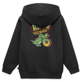 6. Geburtstag "Rawr ich bin jetzt 6" Dino Geschenk - Kinder Premium Organic Zip Hoodie - Schwarz - Hinten - AI Model Kid Male (0cm)
