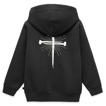 Kreuz aus Nägel - Kinder Premium Organic Zip Hoodie - Schwarz - Hinten - AI Model Kid Male (0cm)
