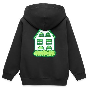 Maison maison peinte - Sweat Premium à capuche zippé enfant bio - noir - Dos - AI Model Kid Male (0cm)