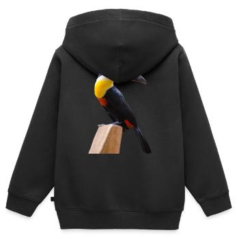 oiseaux long bec - Sweat Premium à capuche zippé enfant bio - noir - Dos - AI Model Kid Male (0cm)