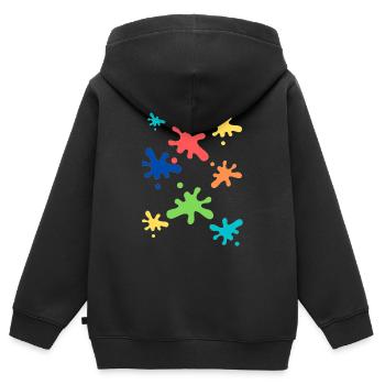 Tache de peinture - Sweat Premium à capuche zippé enfant bio - noir - Dos - AI Model Kid Male (0cm)