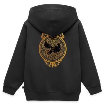 Hugin & Munin gold by the Manzanita´s - Kinder Premium Organic Zip Hoodie - Schwarz - Hinten - AI Model Kid Male (0cm)
