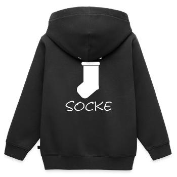 Coole Socke - weiße Socke - Kinder Premium Organic Zip Hoodie - Schwarz - Hinten - AI Model Kid Male (0cm)