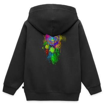 Attrape-rêves - Sweat Premium à capuche zippé enfant bio - noir - Dos - AI Model Kid Male (0cm)
